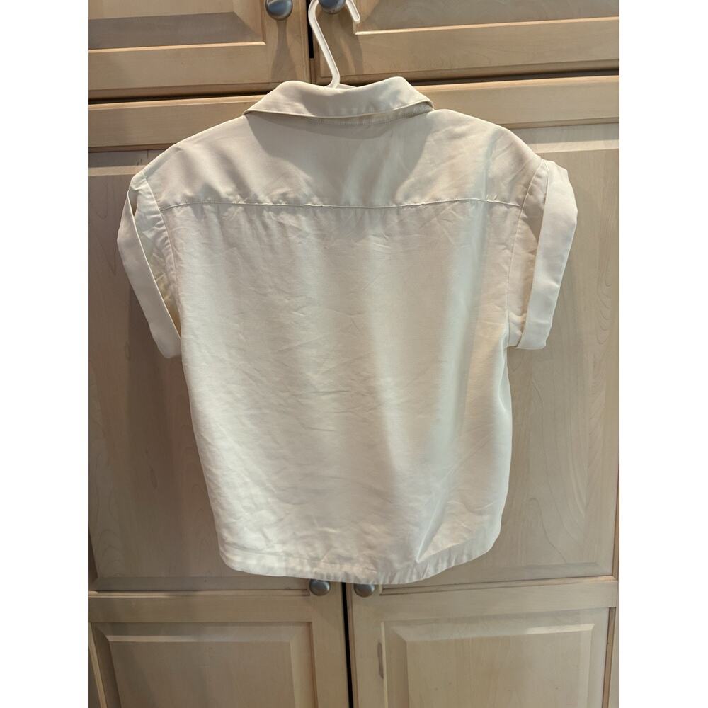 Spartina 449 Stevie Blouse XS Alabaster White Faux Wrap Collared Minimalist Chic - Picture 7 of 9
